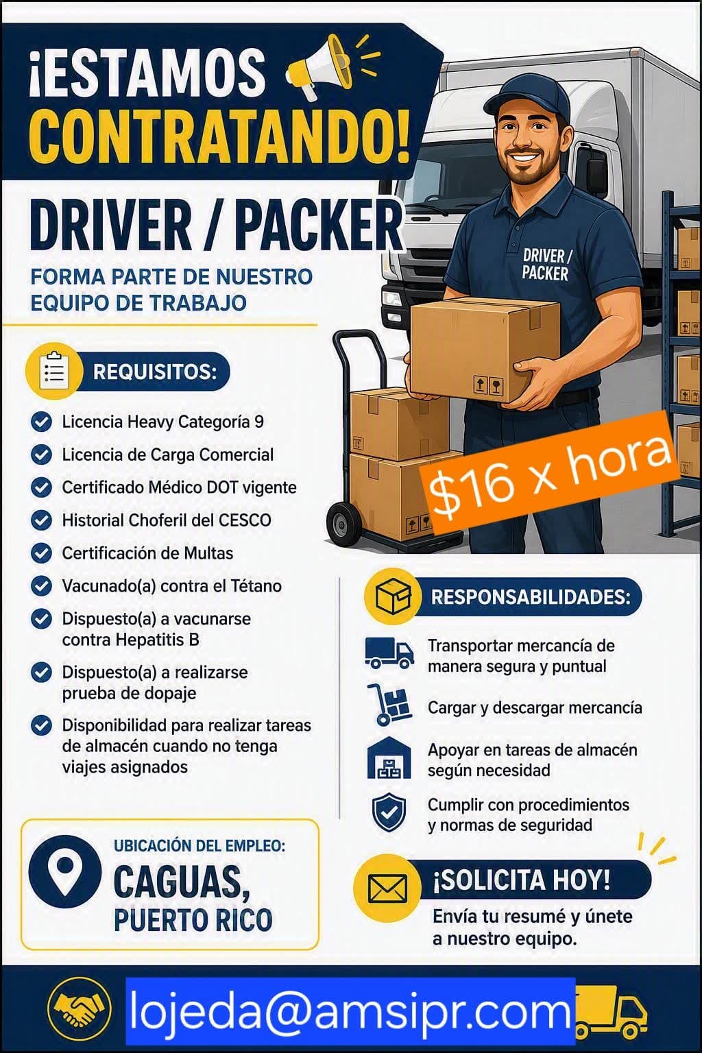 Flyer del anuncio, subido por el patrono