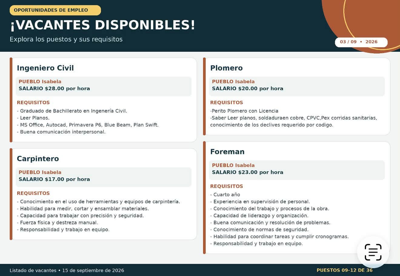 Flyer del anuncio, subido por el patrono