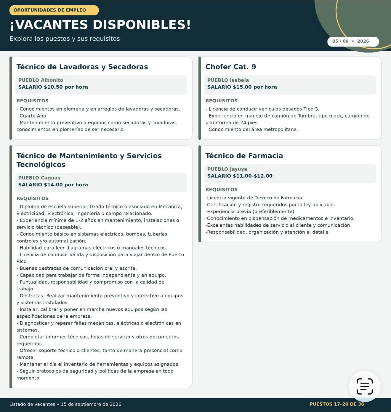 Flyer del anuncio, subido por el patrono