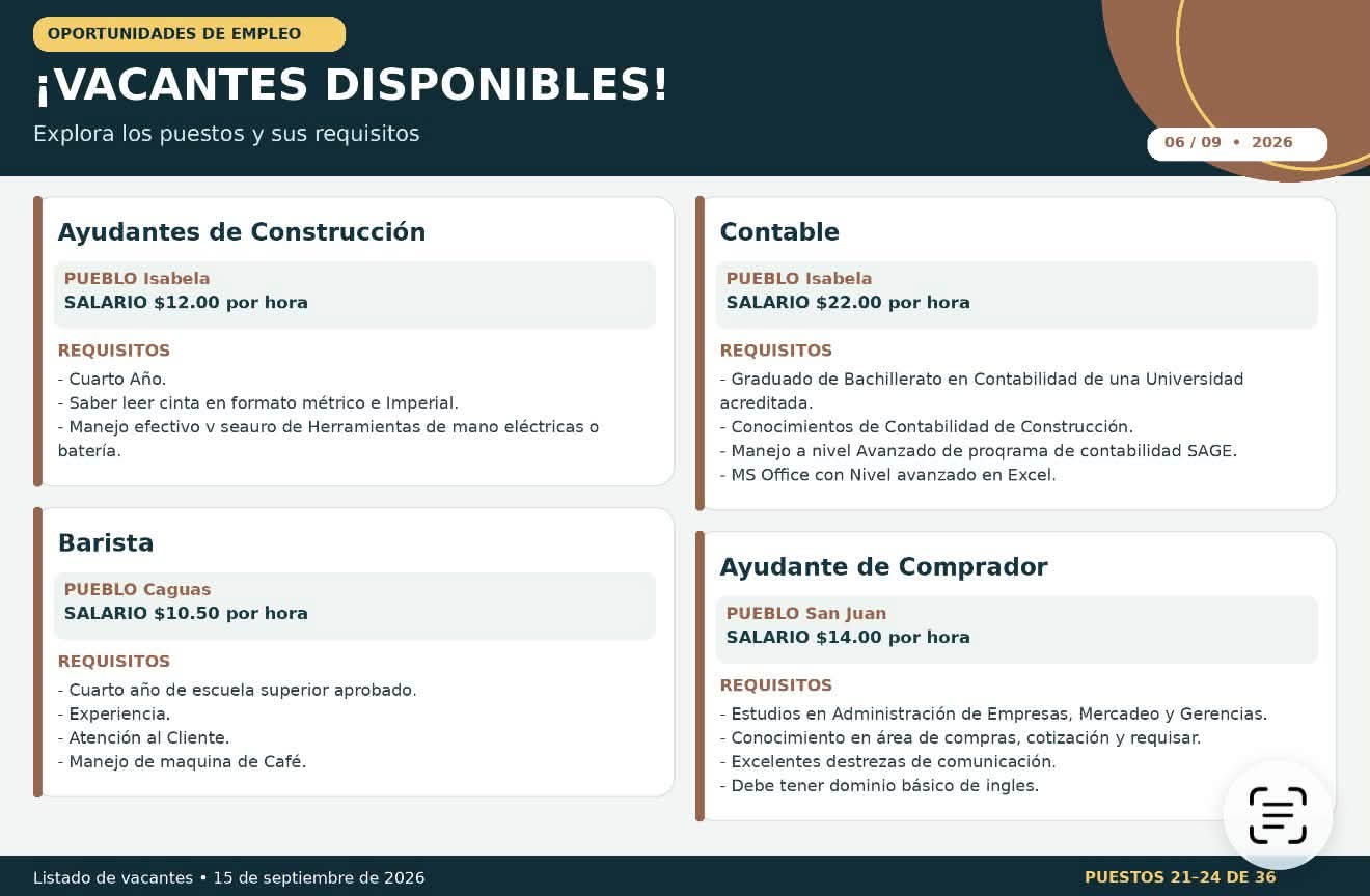 Flyer del anuncio, subido por el patrono
