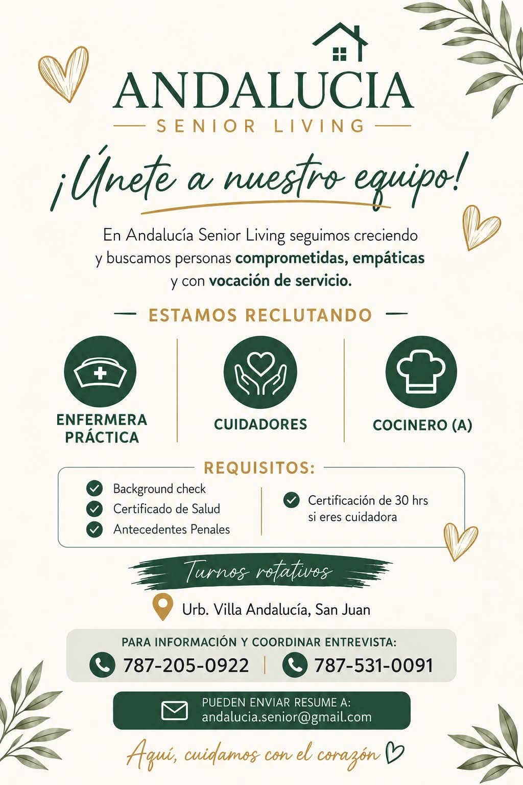 Flyer del anuncio, subido por el patrono