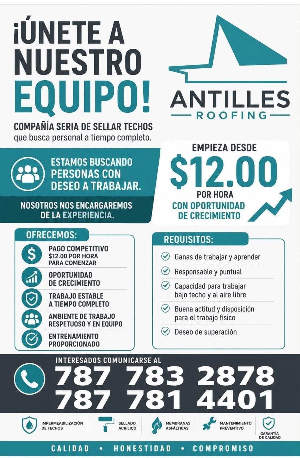 Flyer del anuncio, subido por el patrono