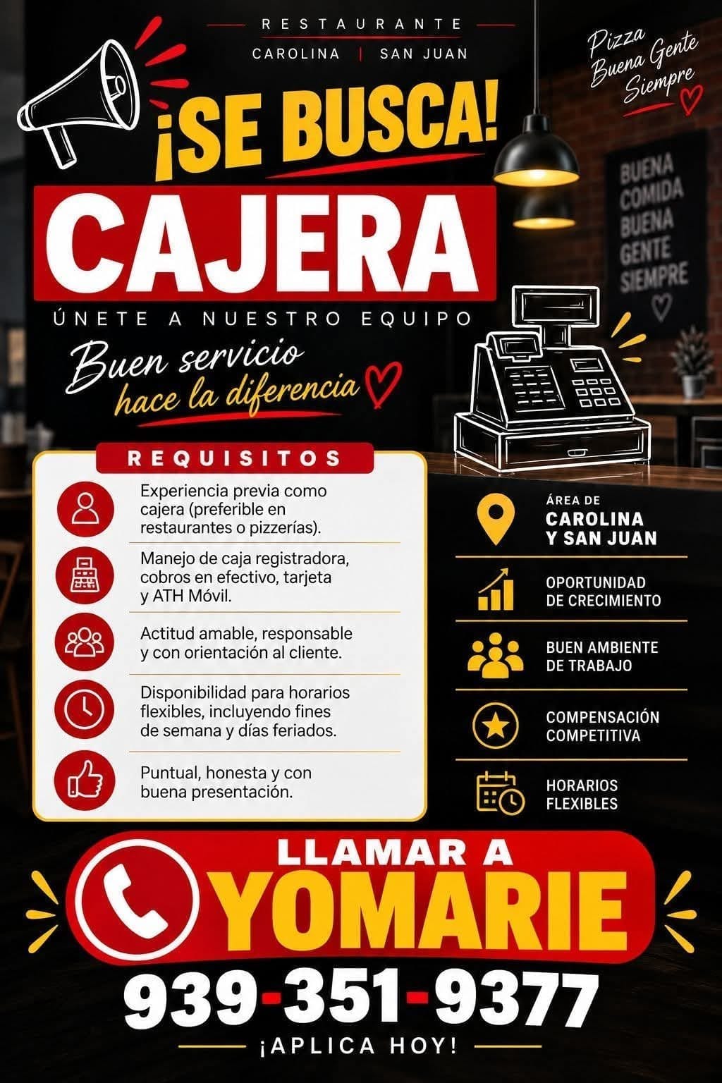 Flyer del anuncio, subido por el patrono