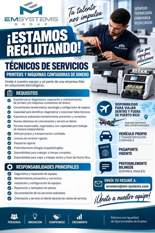 Flyer del anuncio, subido por el patrono
