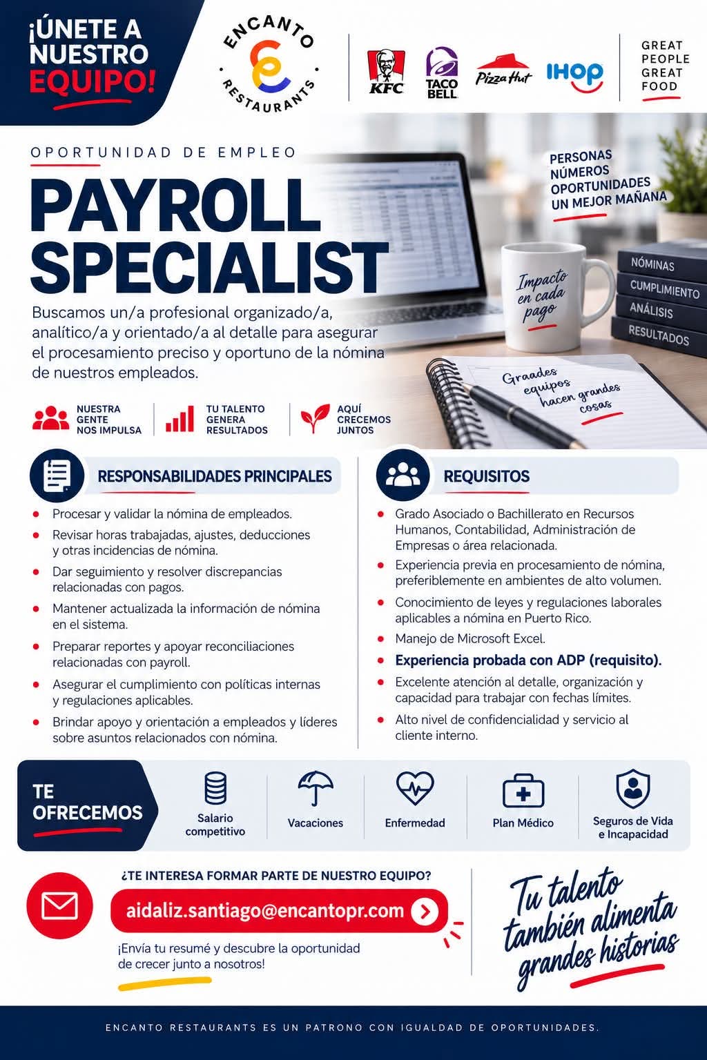 Flyer del anuncio, subido por el patrono