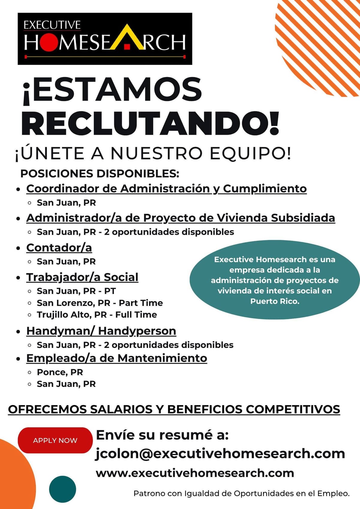 Flyer del anuncio, subido por el patrono