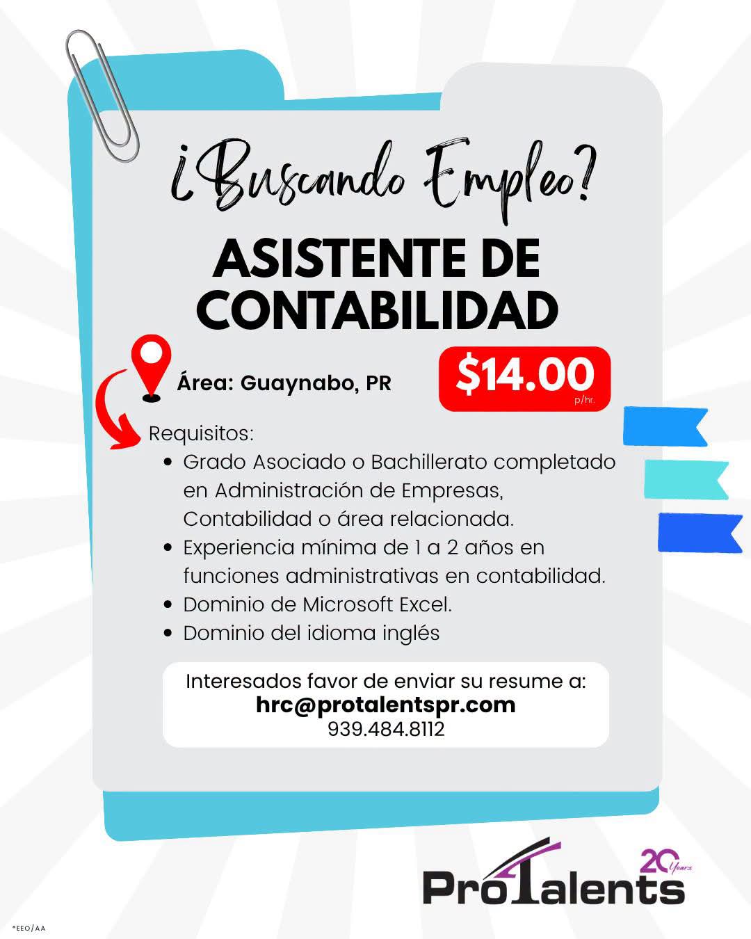 Flyer del anuncio, subido por el patrono