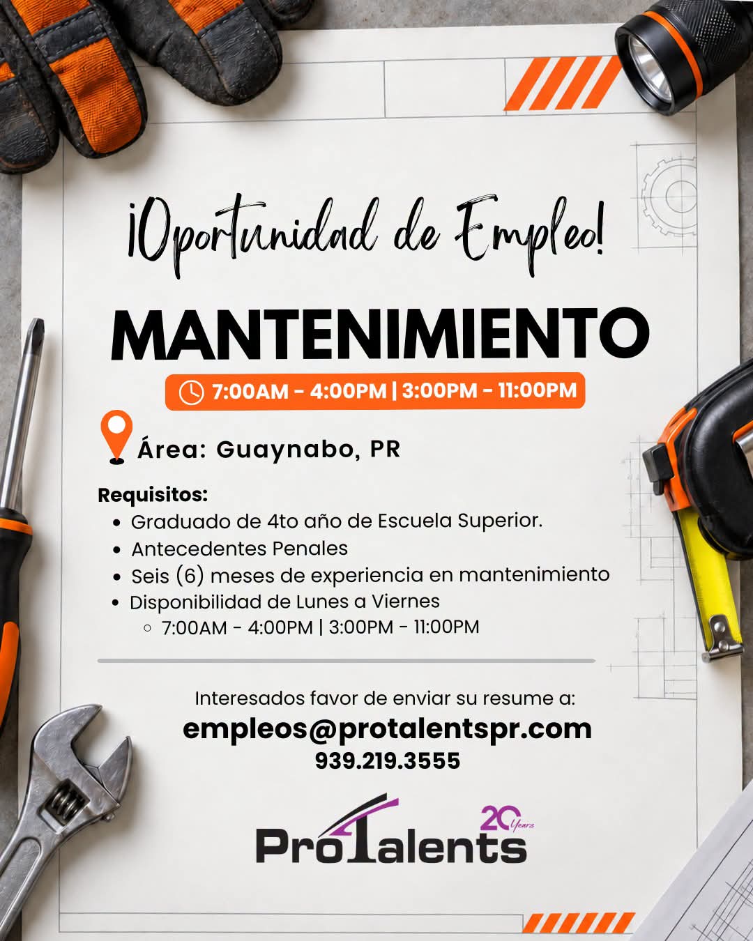 Flyer del anuncio, subido por el patrono