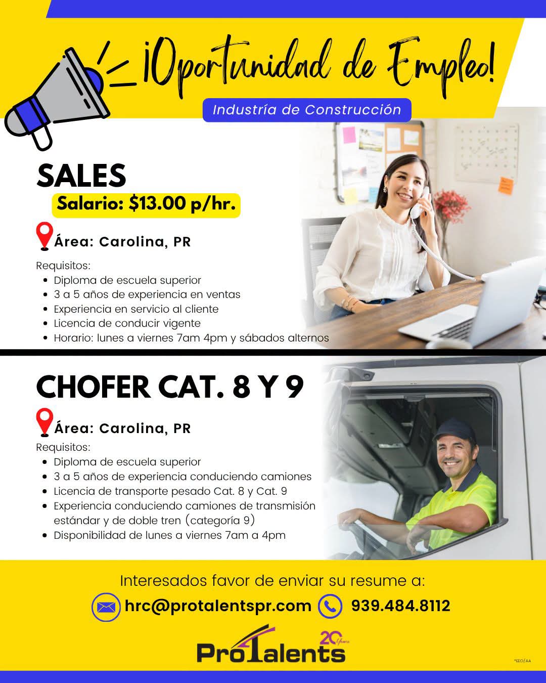 Flyer del anuncio, subido por el patrono