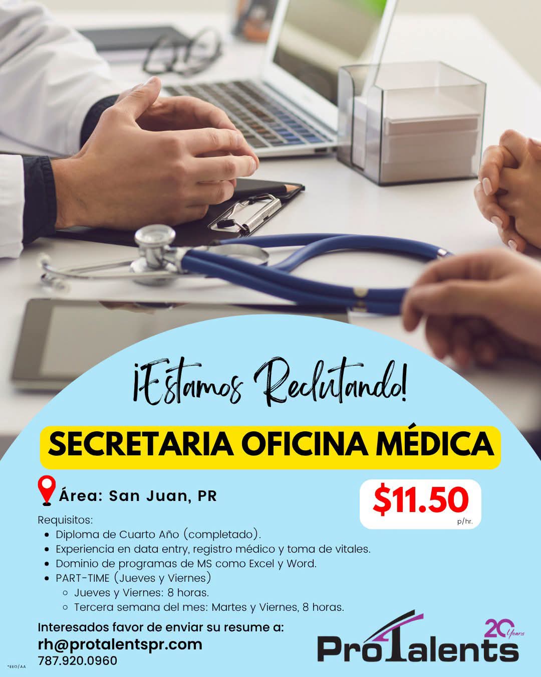 Flyer del anuncio, subido por el patrono